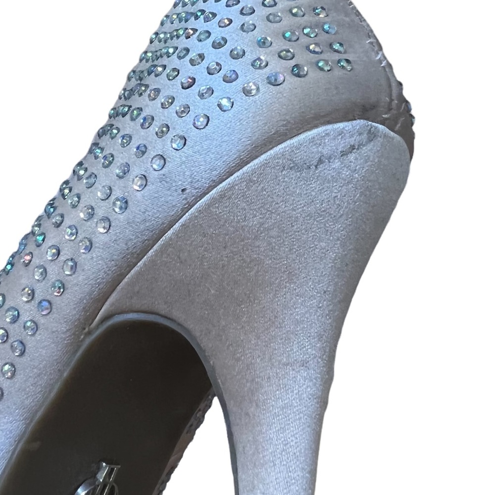 JLO Jennifer Lopez Blingy Blush 6 M Rhinestone Heels~ Dress Shoes Peep Toe - Picture 12 of 13